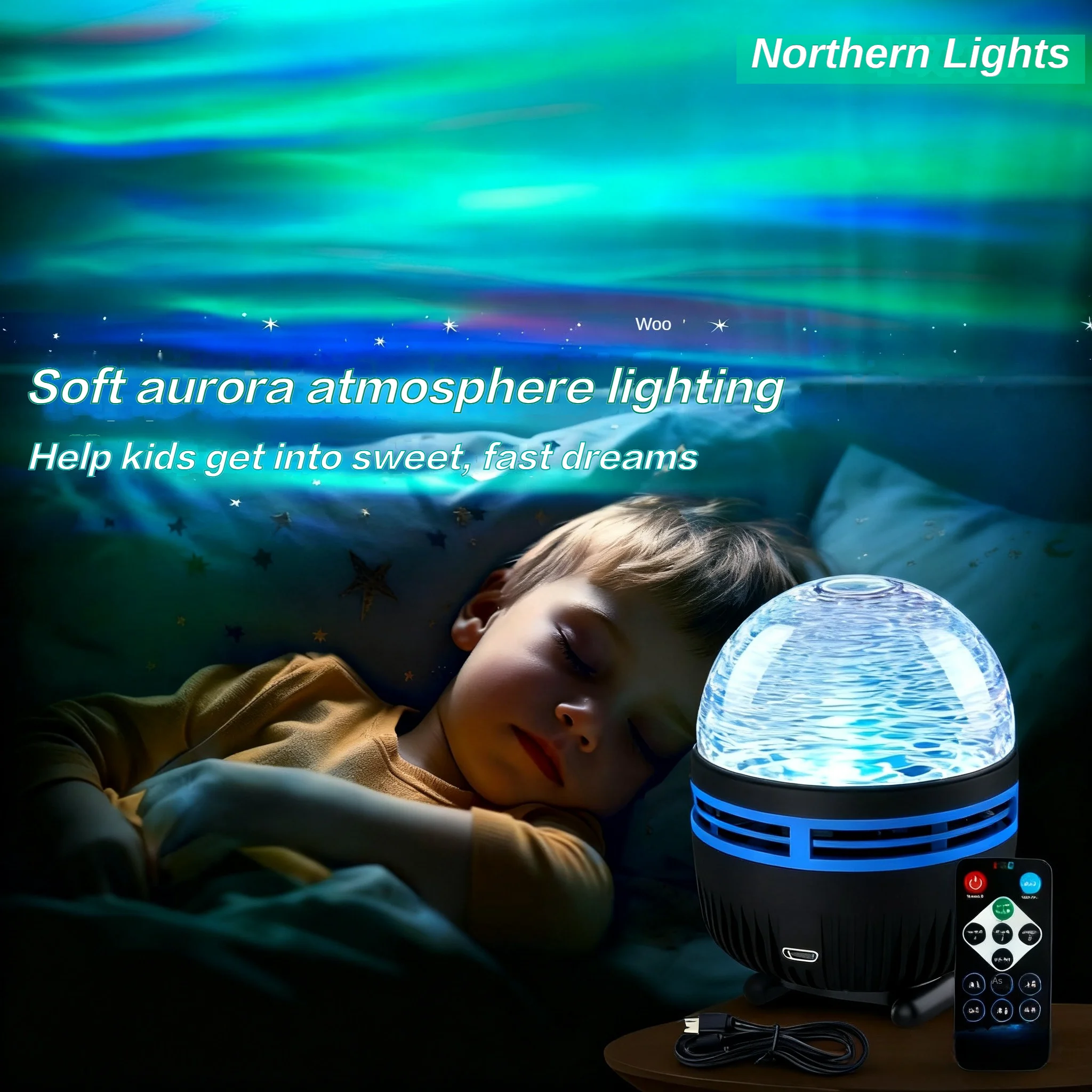 إضاءة سماء مرصعة بالنجوم LED بروجكتور مجرة RGB مصباح إسقاط جو إضاءة كريسماس هالوين تحكم عن بعد 7 ألوان دوران تلقائي للمنزل - 6