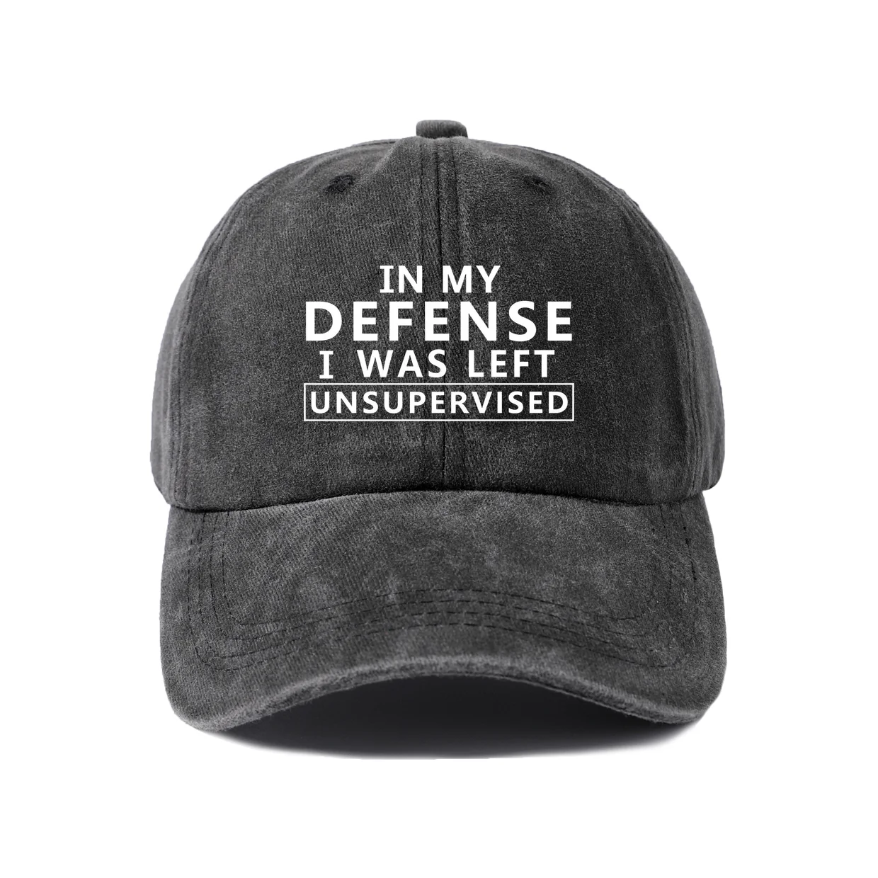 Unsupervised Humor Quote Graphic Baseball Cap, Vintage Washed Adjustable Unisex Dad Hat, Casual Gift