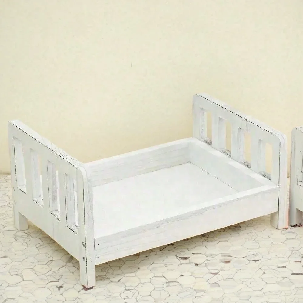 Newborn Photography Props Wood Bed Detachable Bed Baby Photoshoot Accessories for Baby Girl Boy Posing Crib Bed Background