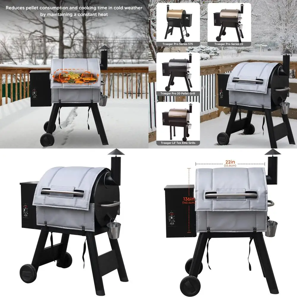 

Durable Winter Insulation Cover for Traeger Pro 575, Ironwood 650, 22 Series, Pro 20, and Lil' Tex Elite Grills