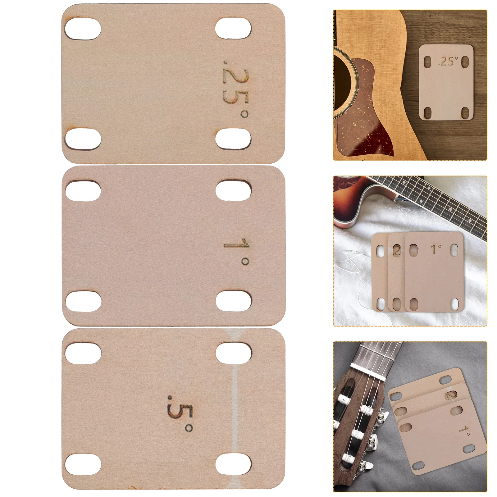 

3 Pcs Music Guitar Spacers Guitars Heightening Gasket Wood Shims Adjustment Accessories