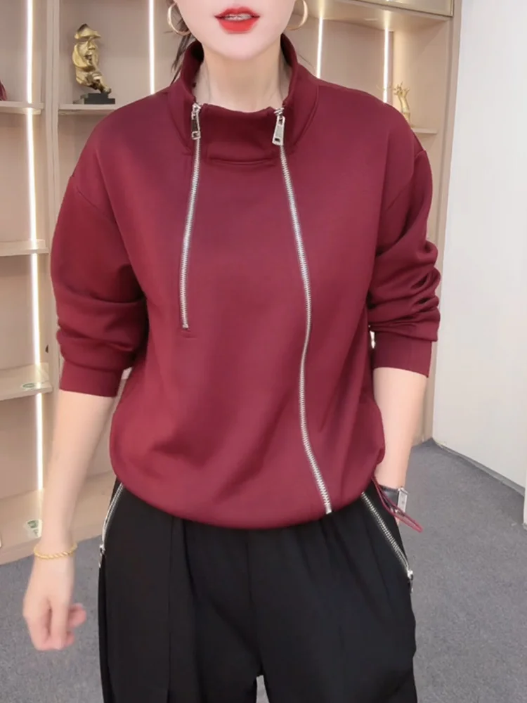 

Красная свободная удлиненная кофта-свитер женская больших размеров, модная, в корейском стиле, осенняя новинка, повседневный удобный топ