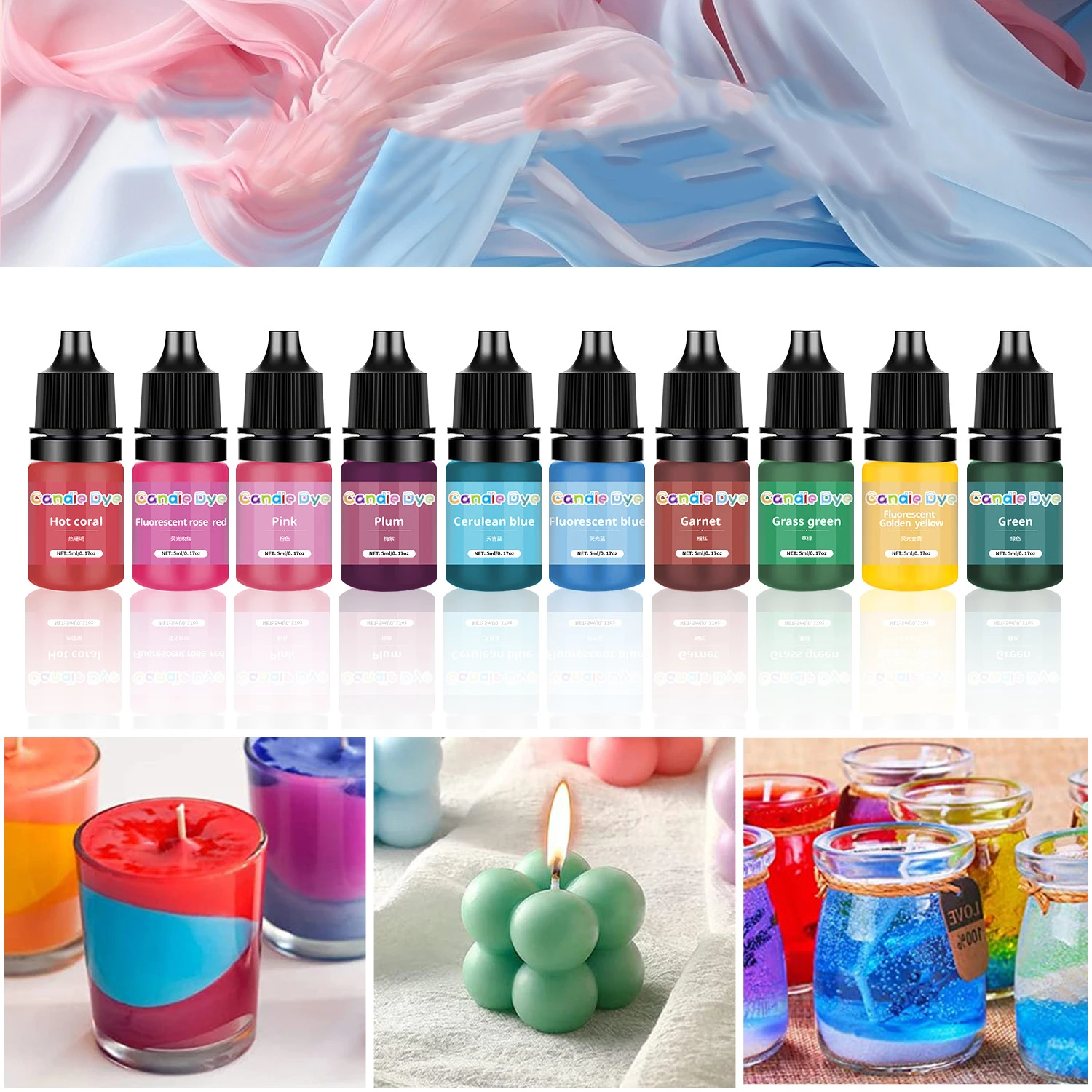 1set Candle Dyes Kit Non-Toxic Soy Liquid Colorant Pigment Set DIY Candle Making Supplies Aromatherapy Soap Crfats Dyeing