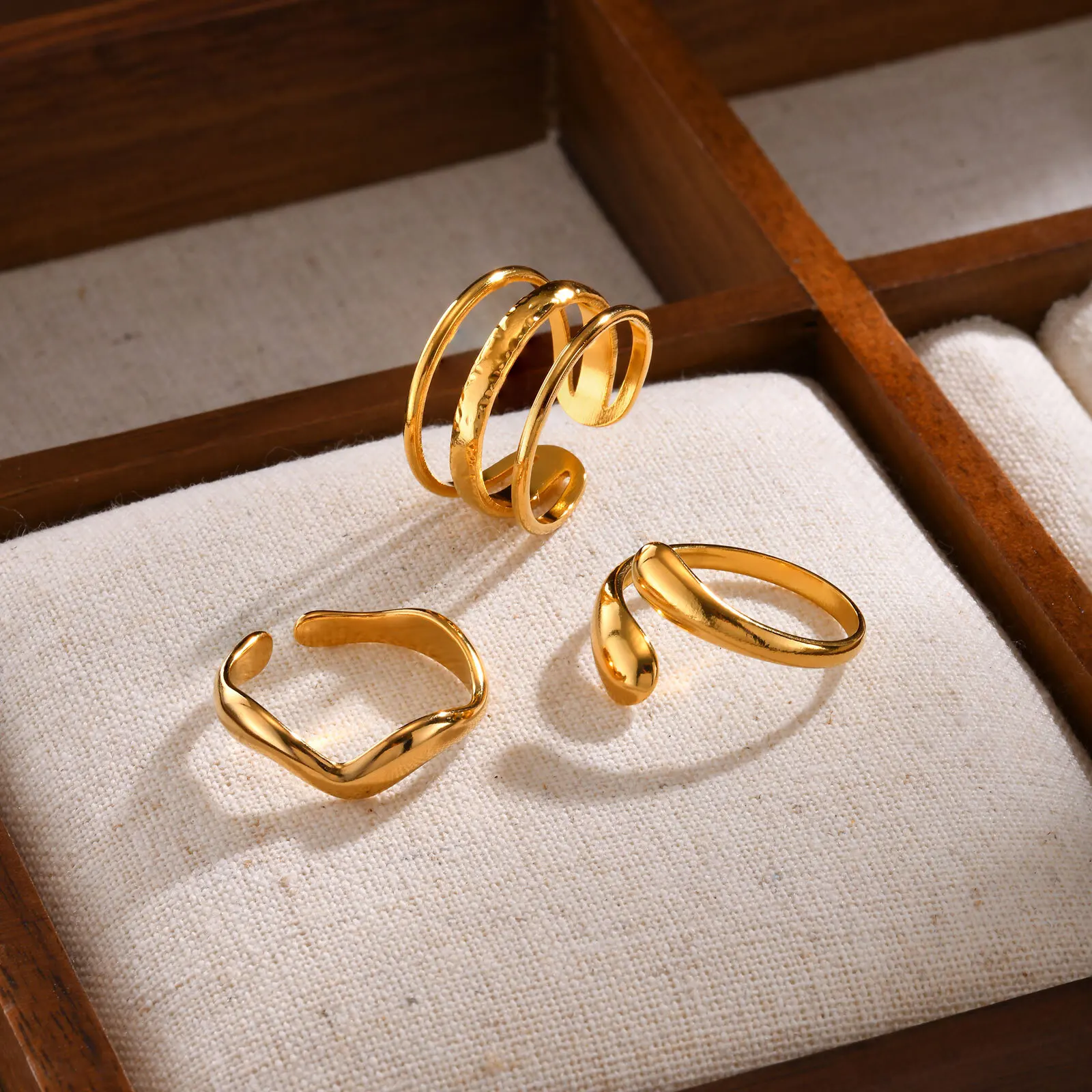 Open Stackable Knuckle Rings for Women, Adjustable Stainless Steel Statement Ring, Hypoallergenic Nickel Free