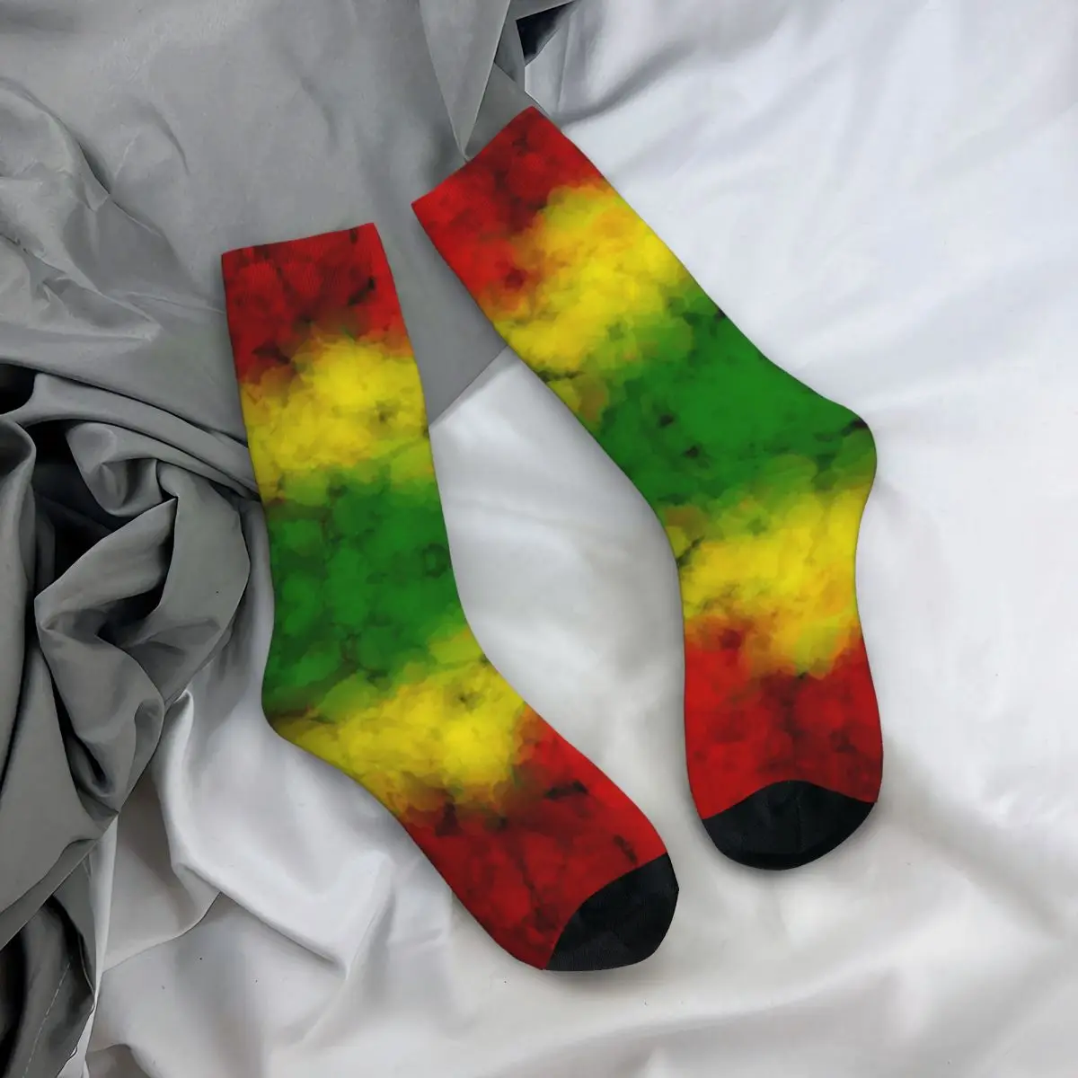 Autumn Winter Casual Unisex Rasta Watercolor Smoke Socks Breathable Basketball Socks