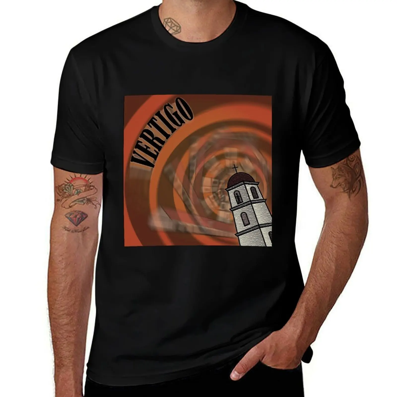 

Alfred Hitchcock's Vertigo T-Shirt blue archive man clothes heavyweights graphic tee shirt t shirts for men cotton
