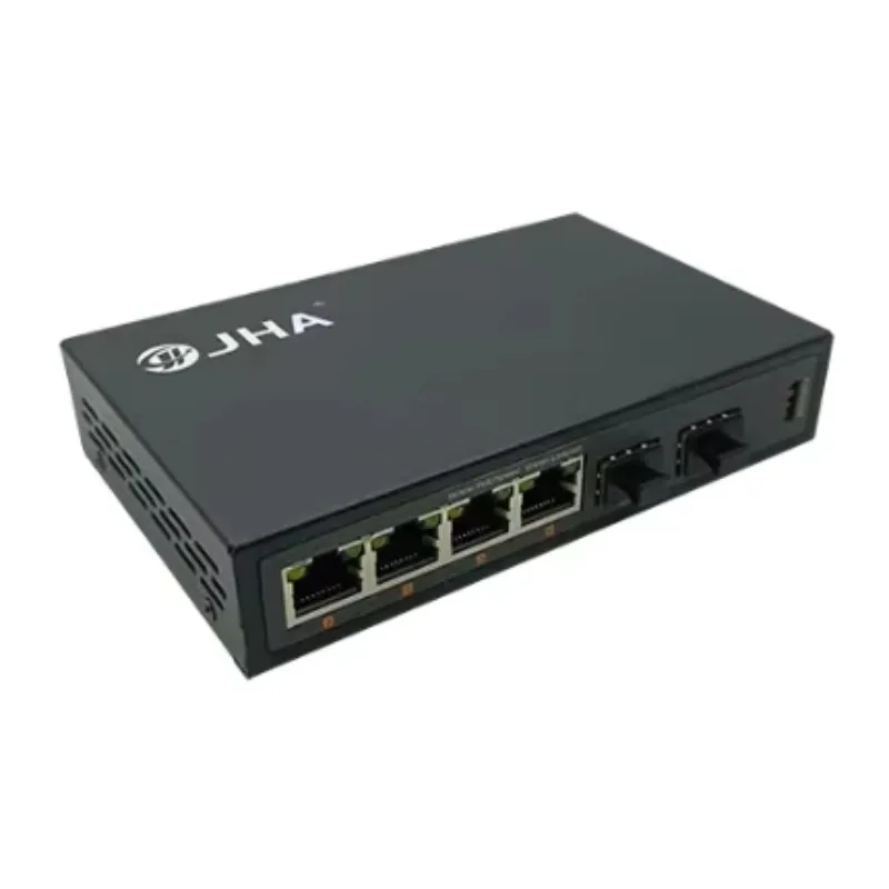 6-Port Gigabit Fiber Ethernet Switch 2-Port 1000Base-X SFP Slots 4-Port 10/100/1000Base-T(X) RJ45 Ports Optical Fibers 14G