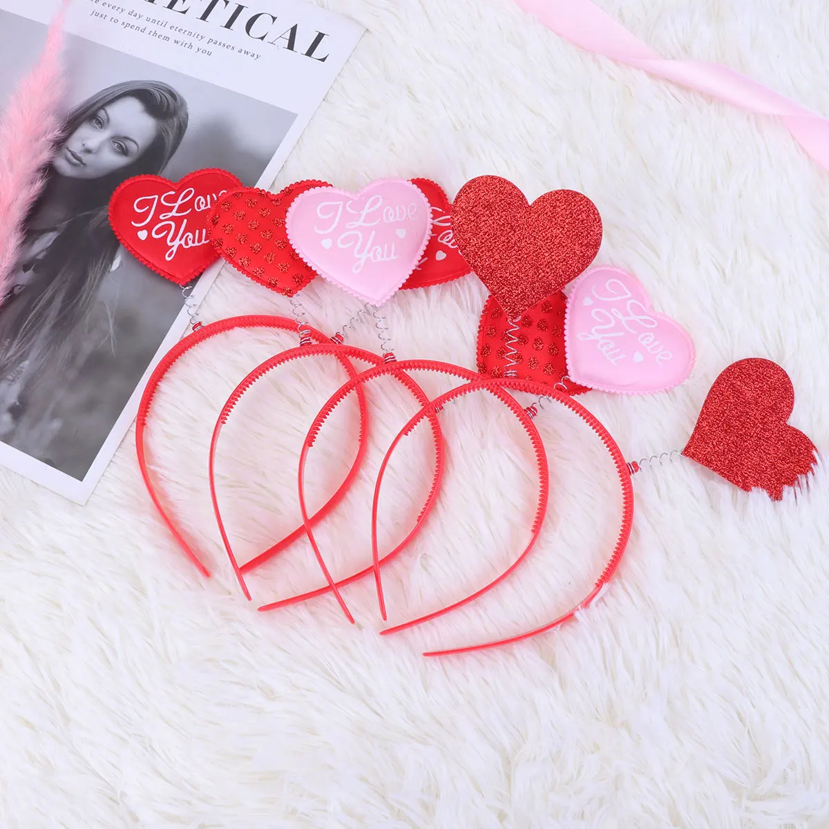 

4PCS Heart Hoops Durable Girls Headband Lovely Headwrap Hair Hoops Unique Design Daily Lovely Headwrap Party Accessories