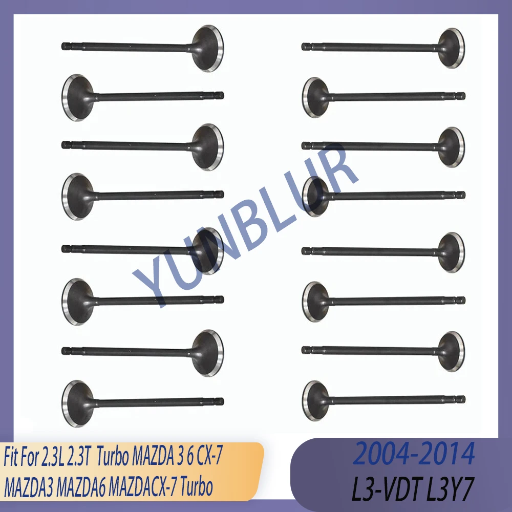

Engine Parts 8x Intake & 8x Exhaust Valve Kit Fit 2.3 L T GAS 04-14 L3-VDT L3Y7 For MAZDA 3 6 CX-7 MAZDA3 MAZDA6 MAZDACX-7 Turbo