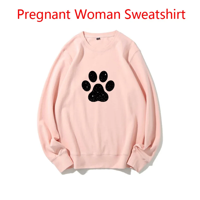 

Pregnant Woman Sweatshirt Dog Paw Funny Sweet Cartoon Fashion Print Spring Autumn Sweaters for Maternity Women Customized DIY