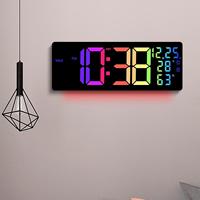 LED Digital Wall Clock with Remote Control with RGB Colorful Night Light for Office Dorm Living Room Classroom Housewarming Gift