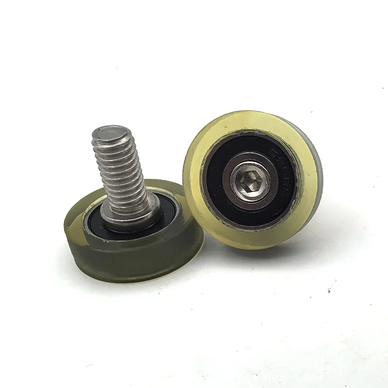 Manufacturer supplies glued bearing with screw polyurethane roller glued wheel belt bearing pulley 608 silent PU wheel