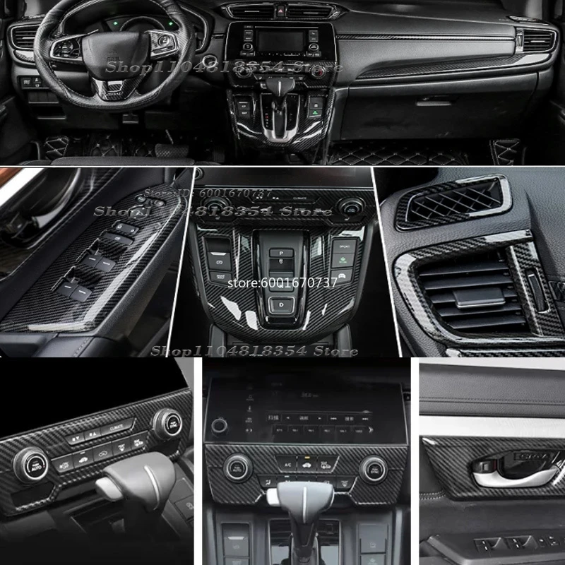 

LHD for Honda CRV CR-V 2017-2022 ABS Carbonfiber Armrest Window Swtich Cover Gear Shift Panle Air Vent Interior Accessories