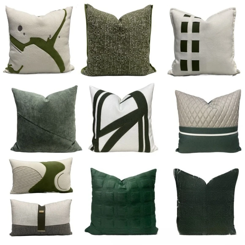 30X50/45X45CM Green Throw Pillow Cover Light Luxury Homestay Stamping Waist Cushion Cover Decor Home Decorative Pillowcase
