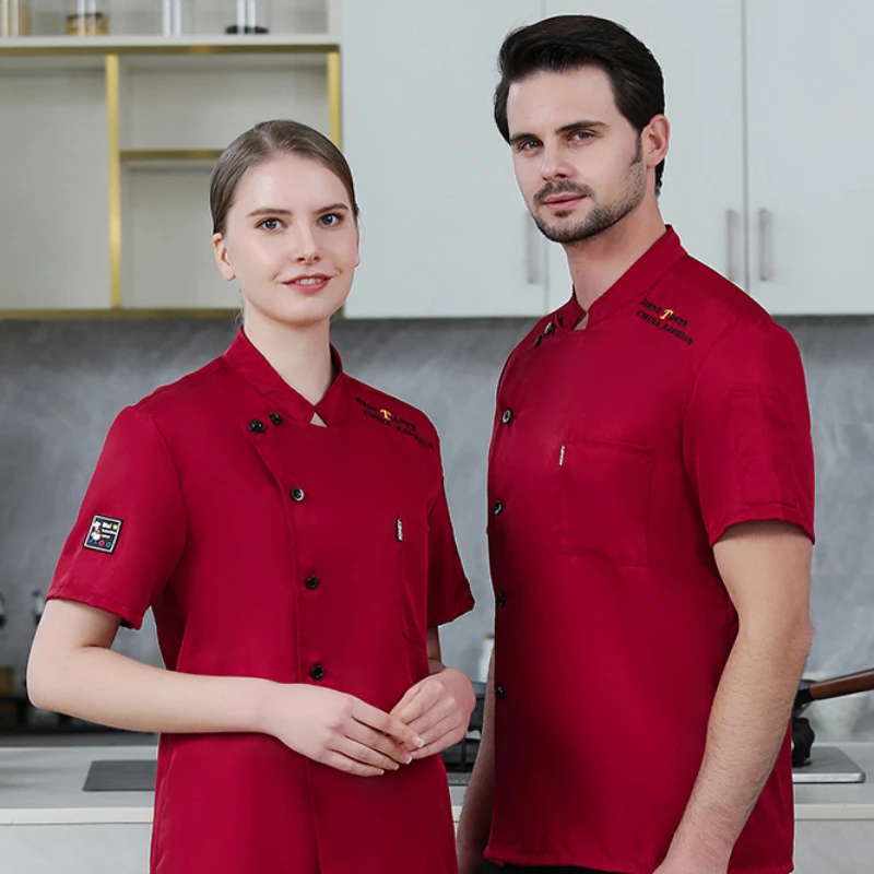 Chemise d'Uniforme de Chef, Veste de Cuisinier à Manches Courtes, Unisexe, pour la Cuisine de Restaurant