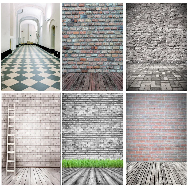 

Vintage Brick Wall And Wooden Floor Spotlight Photography Background Portrait Photo Background Studio Props 22816 QD-02