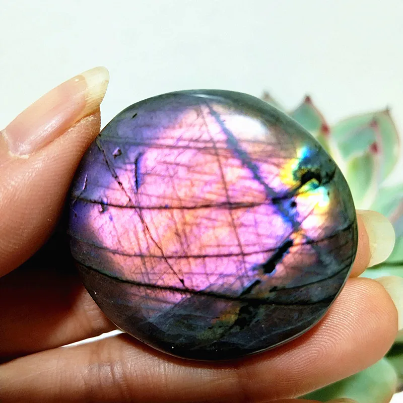 Natural Purple Labradorite Crystal Palm Stone Room Decor Gemstone Labrador Ornament Sorcerer Chakra Spiritual Meditation Healing