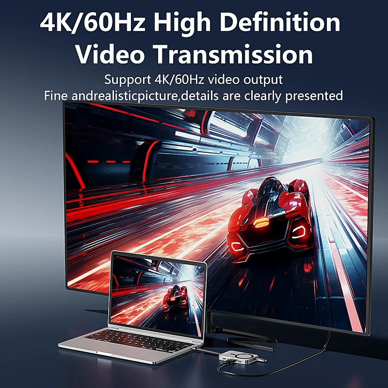 Docking station magnetica per custodia SSD da 10 Gbps con ventola di raffreddamento Lettore di schede NVME 2in1 Docking station Hub 4k 60Hz Memorizzazione video