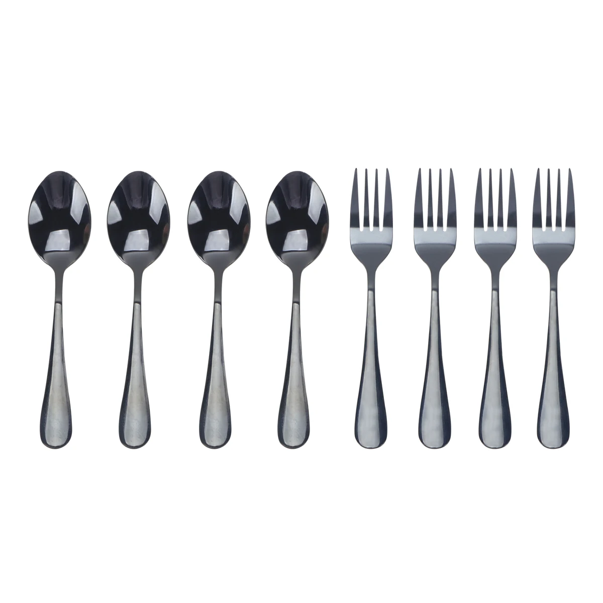 

8pcs Stainless Steel Spoons Forks Set Coffee Dessert Spoon Teaspoons Stirring Silverware Mirror Polished Non-Slip Handle For