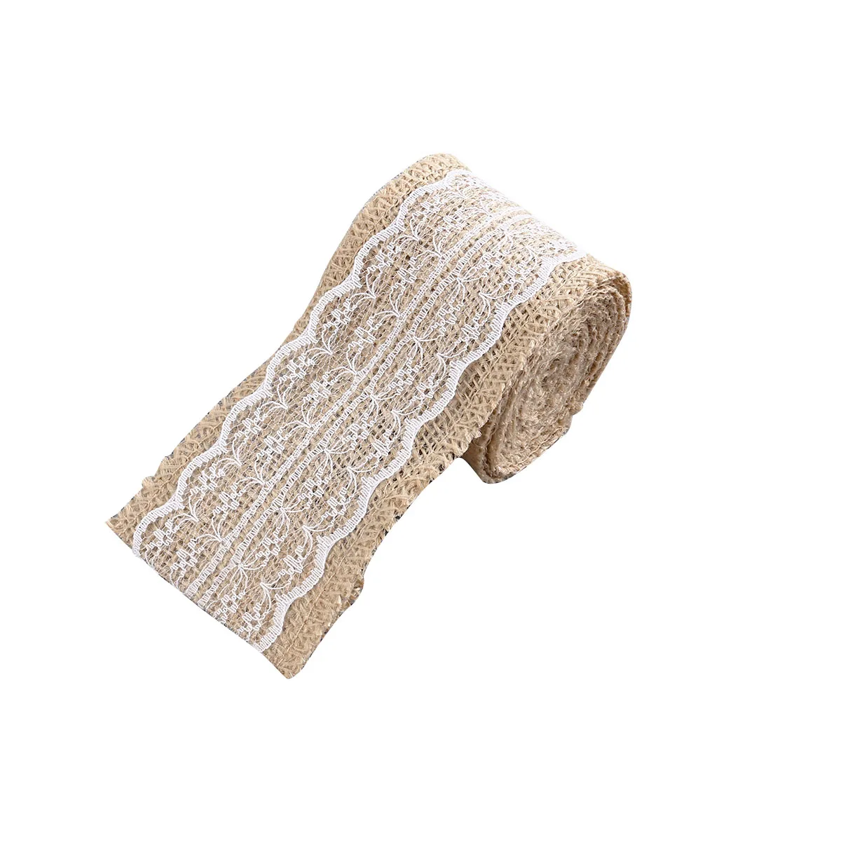 

2M 6CM Christmas Craft Burlap Jute Hessian Ribbon Decor DIY Lace Edges Overlocked Finish Home Wedding Gift Box