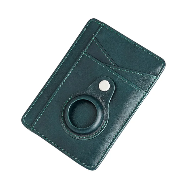Mały portfel na karty kredytowe Rfid z prawdziwej skóry z uchwytem na etykiety powietrzne Zabezpieczenie przed kradzieżą Etui na karty kredytowe Airtag Badge Holder — zdjęcie 3