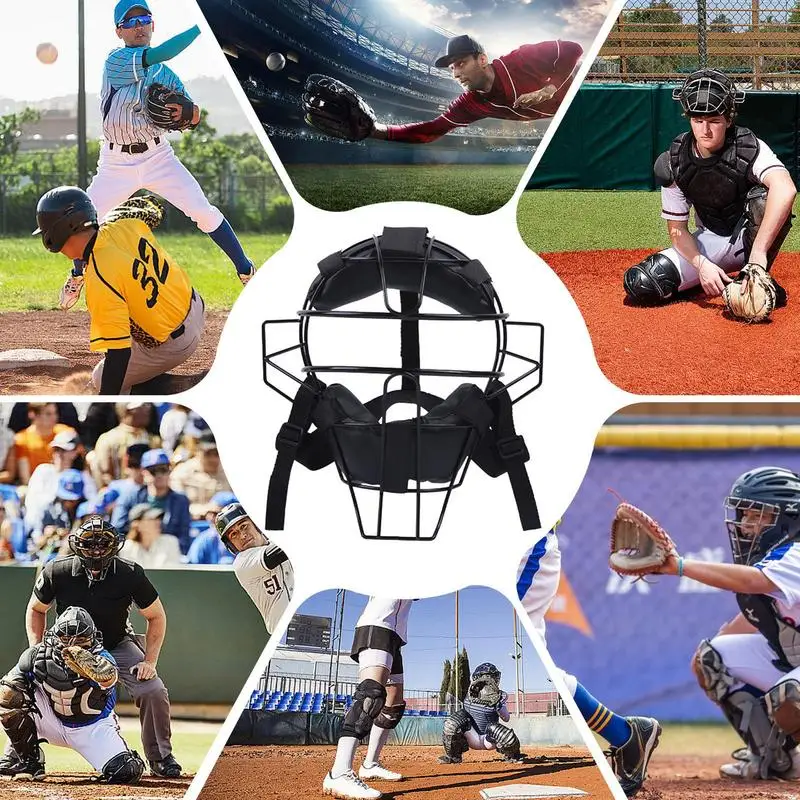 Masker pelindung Softball Catcher, topeng Softball Catcher dapat diatur Harness Softball, ringan nyaman pas tradisional berongga