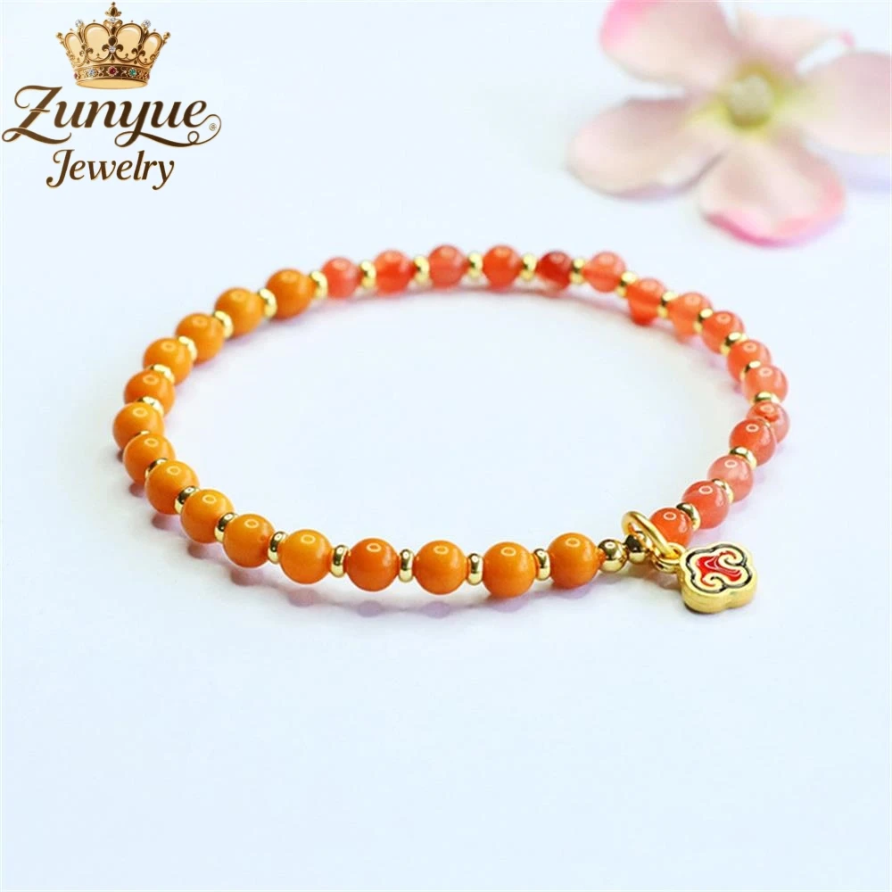 Natural South Red Agate Wax Auspicious Cloud Hand String Luxury Quality Jewelry Fashion Jewelry Exquisite Charms Popular Elegant