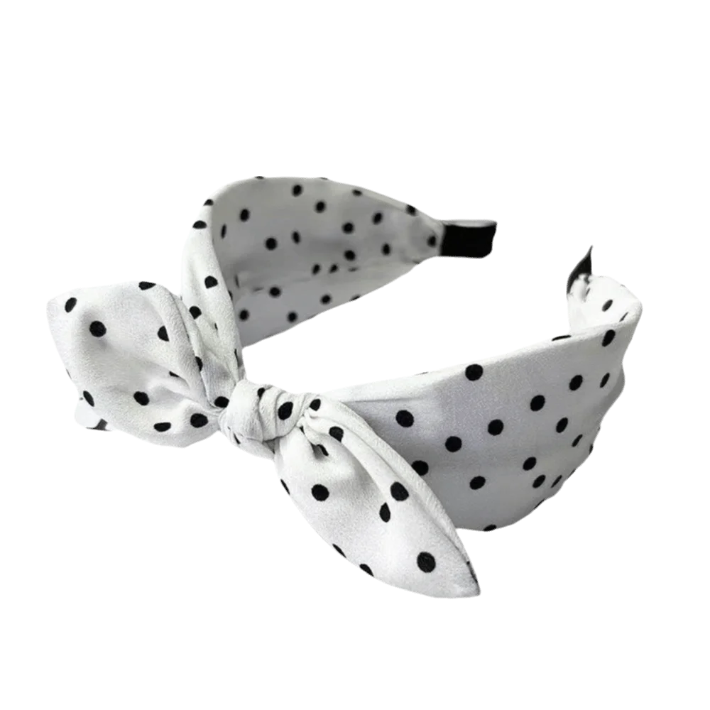 Non-slip Women's Bow Hair Hoop Knotted Vintage Polka Dot Headband Fabric Material Cute Design Rabbit Ear Hairband Daily Use