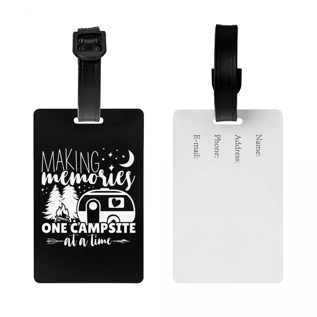 Custom Adventure Camping Happy Campers Luggage Tag for Suitcases Funny Baggage Tags Privacy Cover ID Label