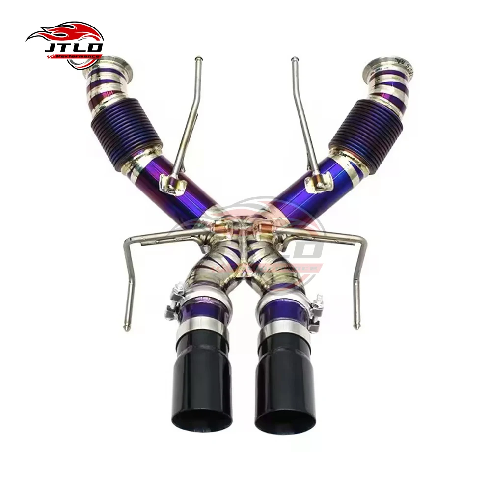 For McLaren 765LT Titanium Catback Exhaust System, Track Version With High Flow X-Pipe, Pure Titanium & Great V8 Tone