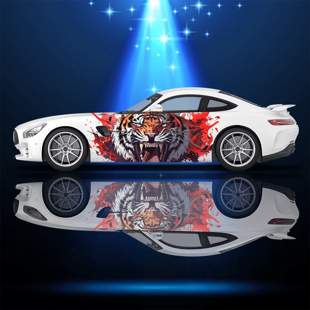 

Three Yellow Tiger Head Car Stickers; Full-body Decals To Decorate and Cover Scratches; Waterproof Car Decals Car Vinyl Wraps