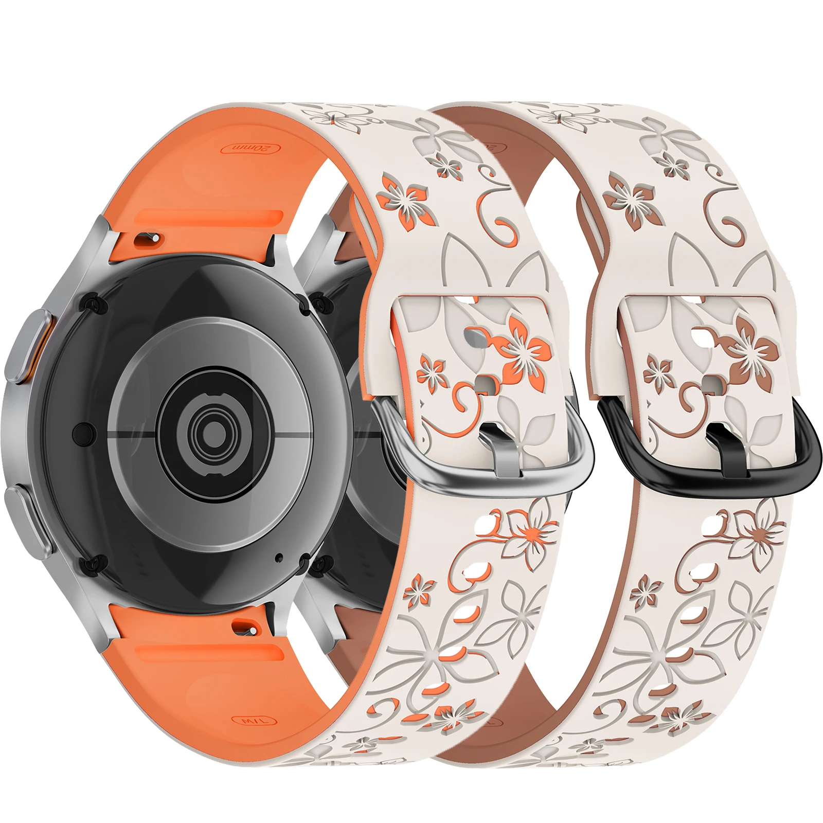 Silicone Band for Samsung Galaxy Watch 7 6 5 4 FE/5Pro 45mm No Gaps Sport Correa Engraved Galaxy Watch6 Classic 47mm 43mm Strap