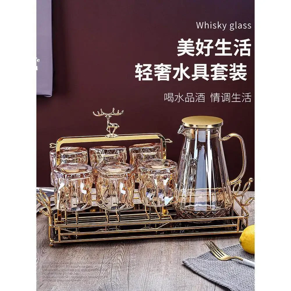 Japanese crystal glass high borosilicate light luxury beer cup home hospitality drinking water tea cup set living room
