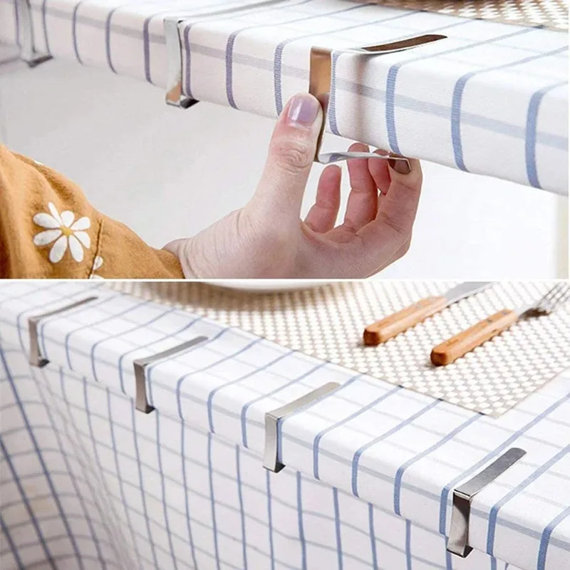 4-12 قطعة الثقيلة الفولاذ المقاوم للصدأ مفرش المائدة كليب نزهة غطاء الطاولة حامل قبضة قوية المشابك لمطعم في الهواء الطلق الطرف