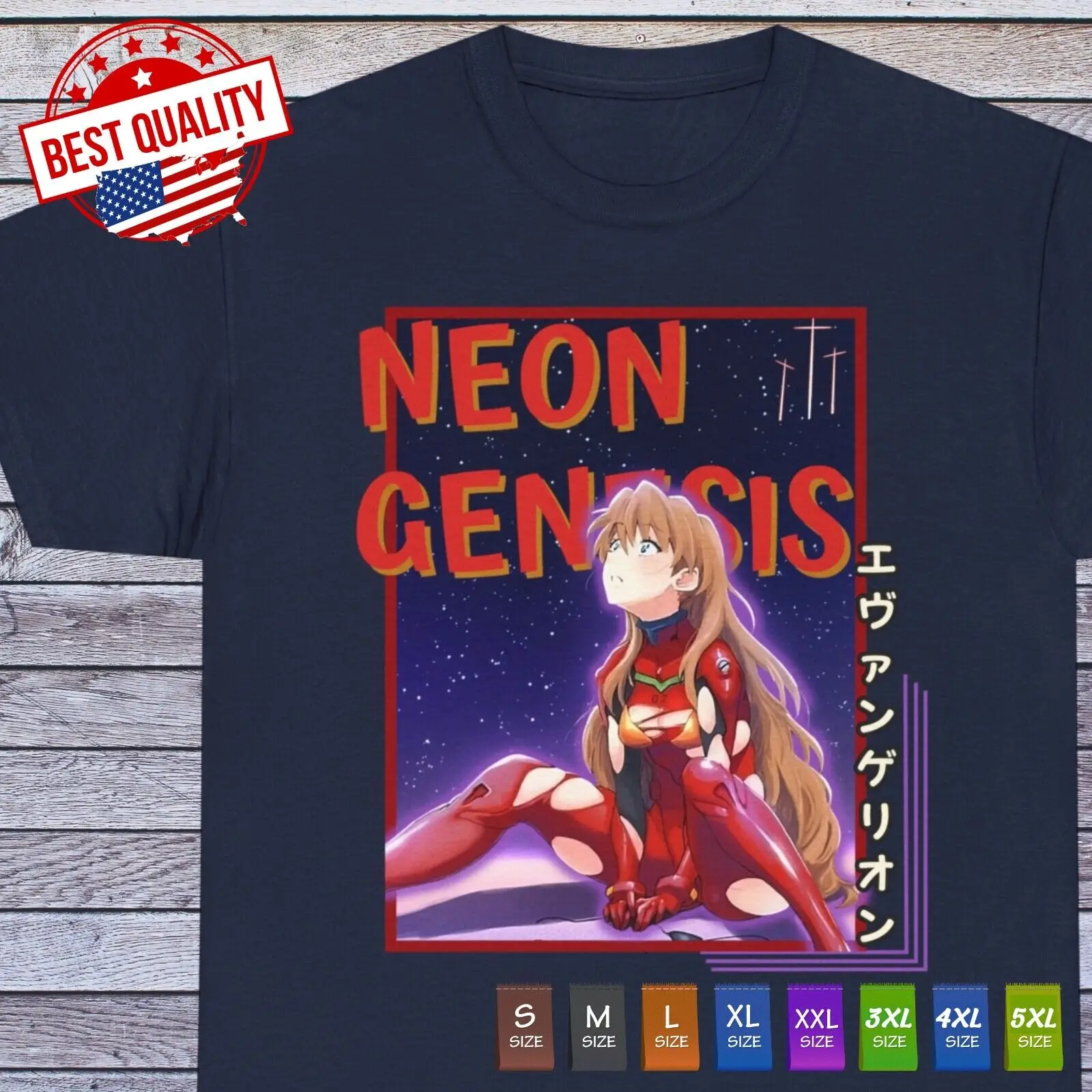 Asuka T Shirt Eva Nerv Neon Genesis  Anime Japanese Tee Manga Cosplay