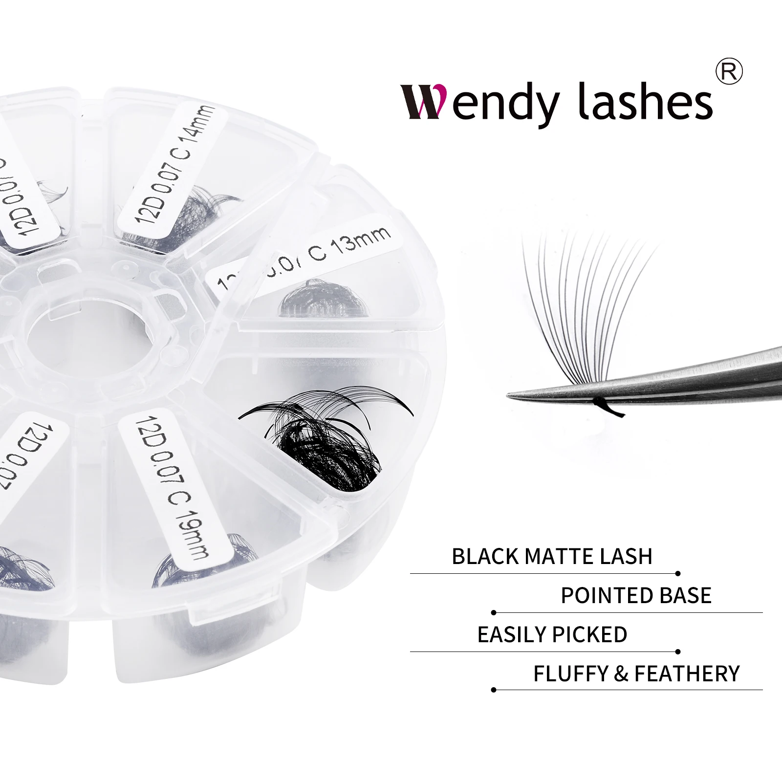 

Wendy Lashes 3D/5D/6D/10D/14D/16D Наращивание ресниц Тонкий корень Острый заостренный стержень 520 Свободные веерные ресницы Готовый российский объемный веер