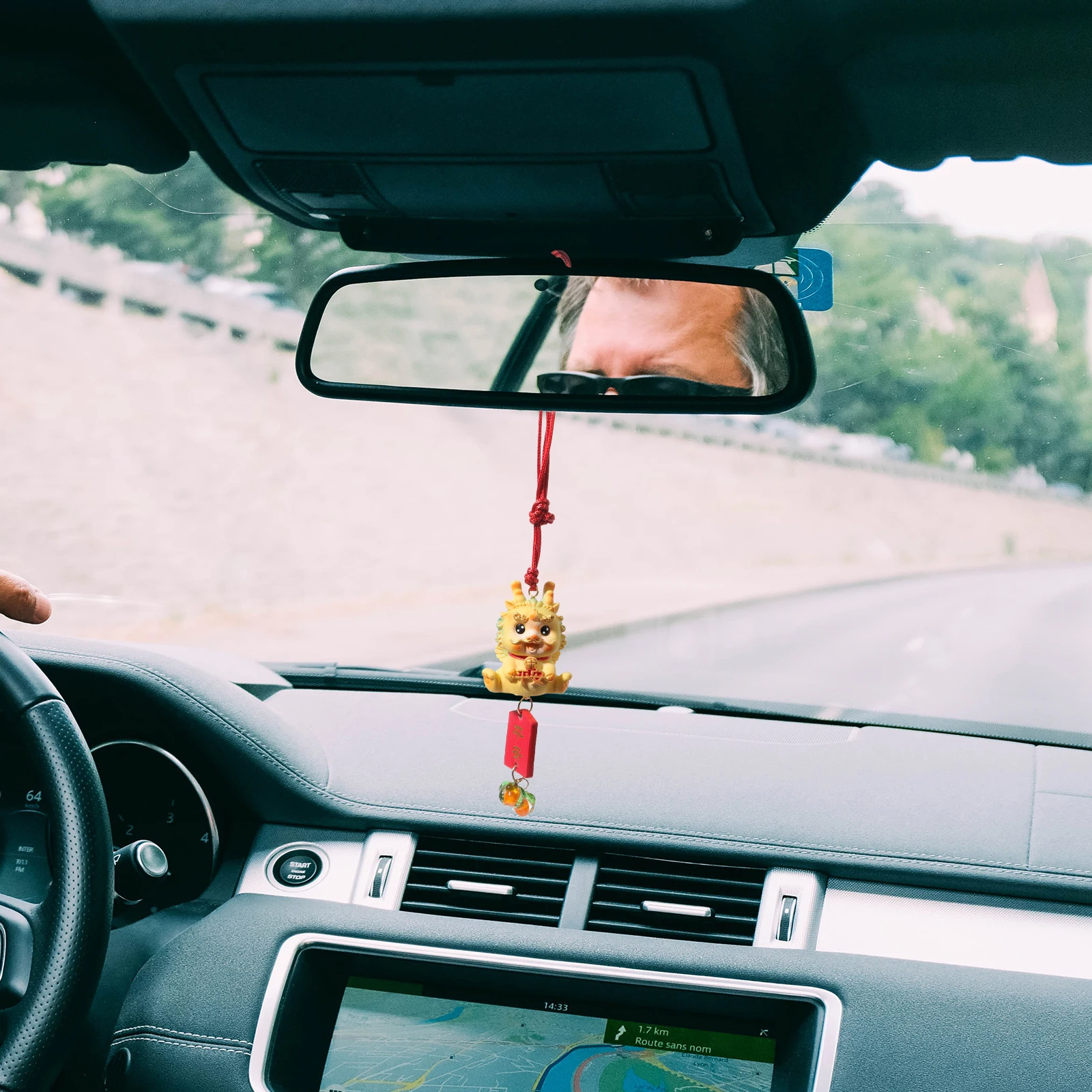 

Dragon Hanging Pendant Rearview Mirror Decoration Sturdy Resin Ornament For Interior Joy Success Symbol Peaceful Driving