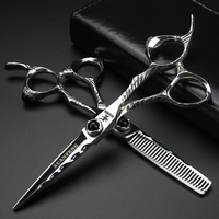 Black Diamond High Quality Hair Scissors Barbers use Japanese 440C steel cutting and thinning scissors set