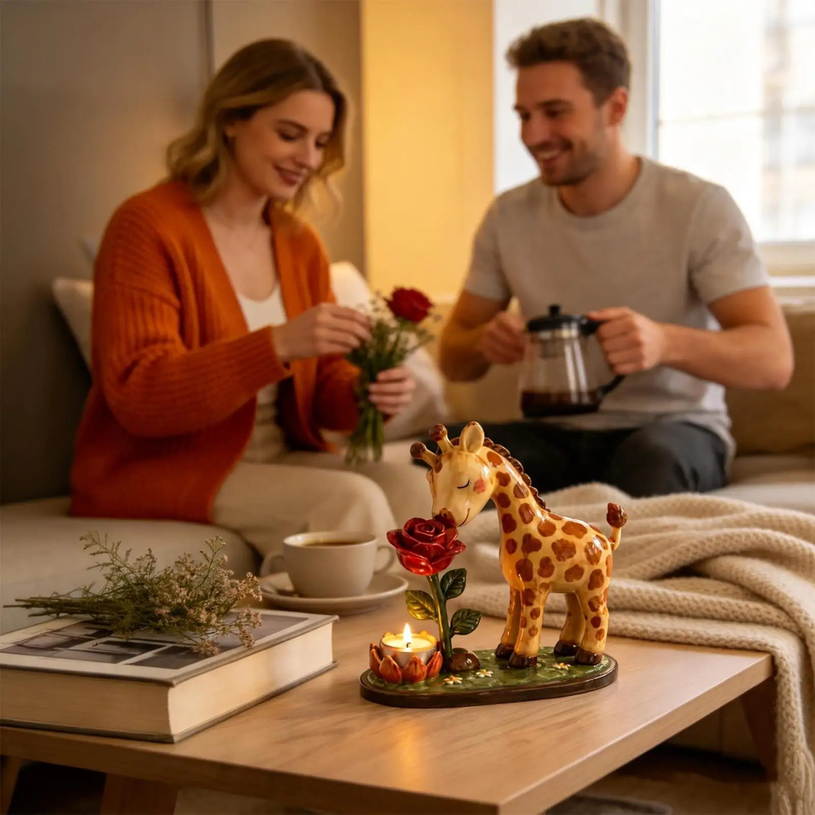 Tea Light Holder Resin Giraffe Craft Giraffe Candle Holder For Home Bedroom Study Room Office Dinner Party Dating Living Room