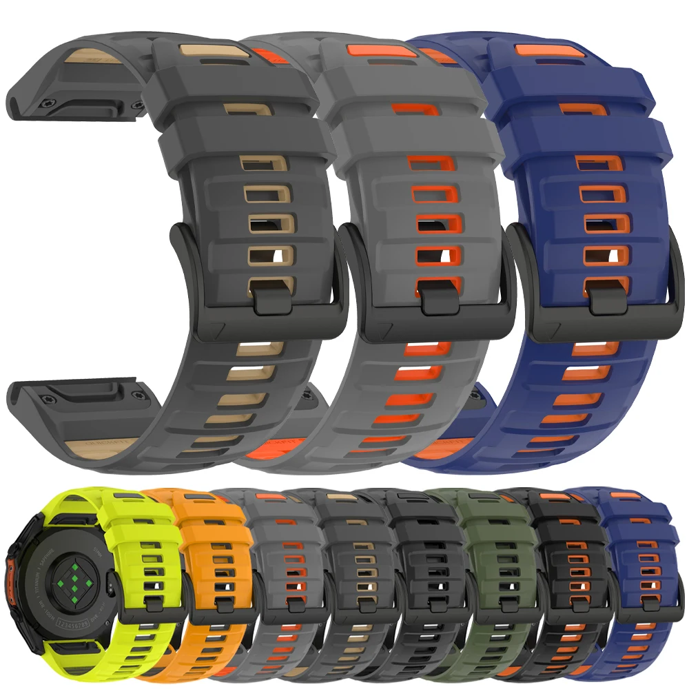 22mm 26mm Original Zweifarbiges Uhrenarmband für Garmin Fenix 8 8Pro Silikon Schnellverschluss-Armband für Garmin Fenix E 7 7X Pro 6X 5 Plus