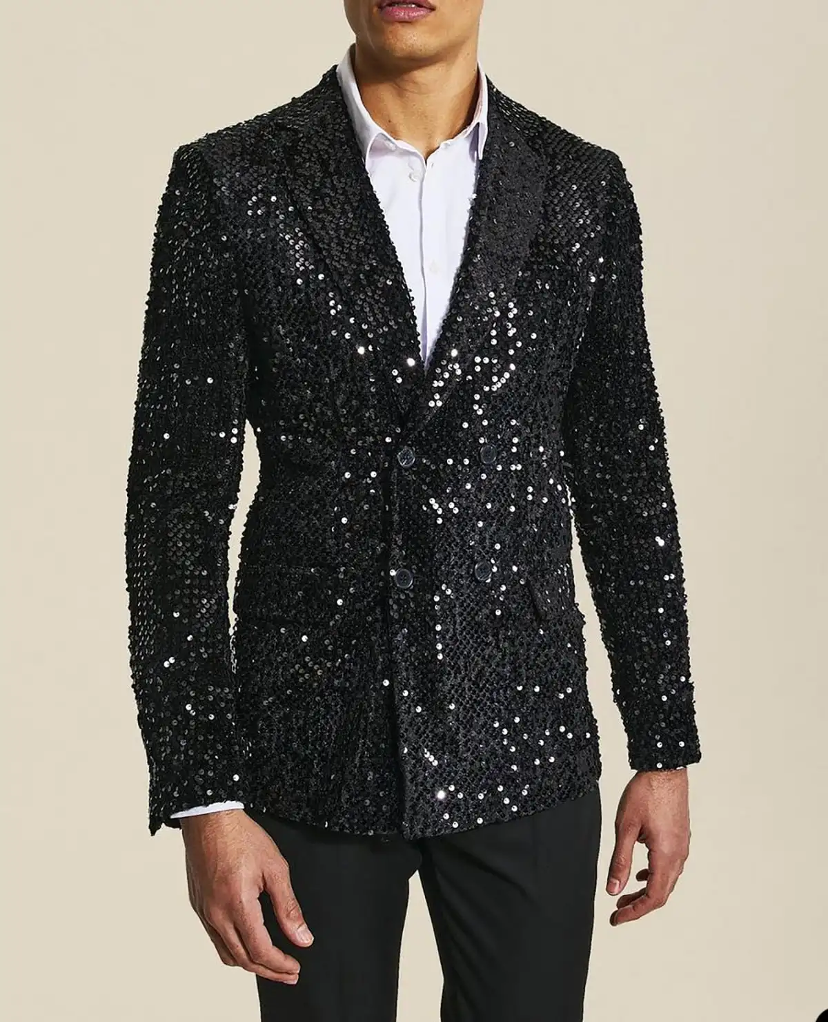 

Men's Suit Sequins Blazer Business Formal Jacket 1 Piece Sparking Coat New Style Slim Fitted Wedding Tuxedos Customize