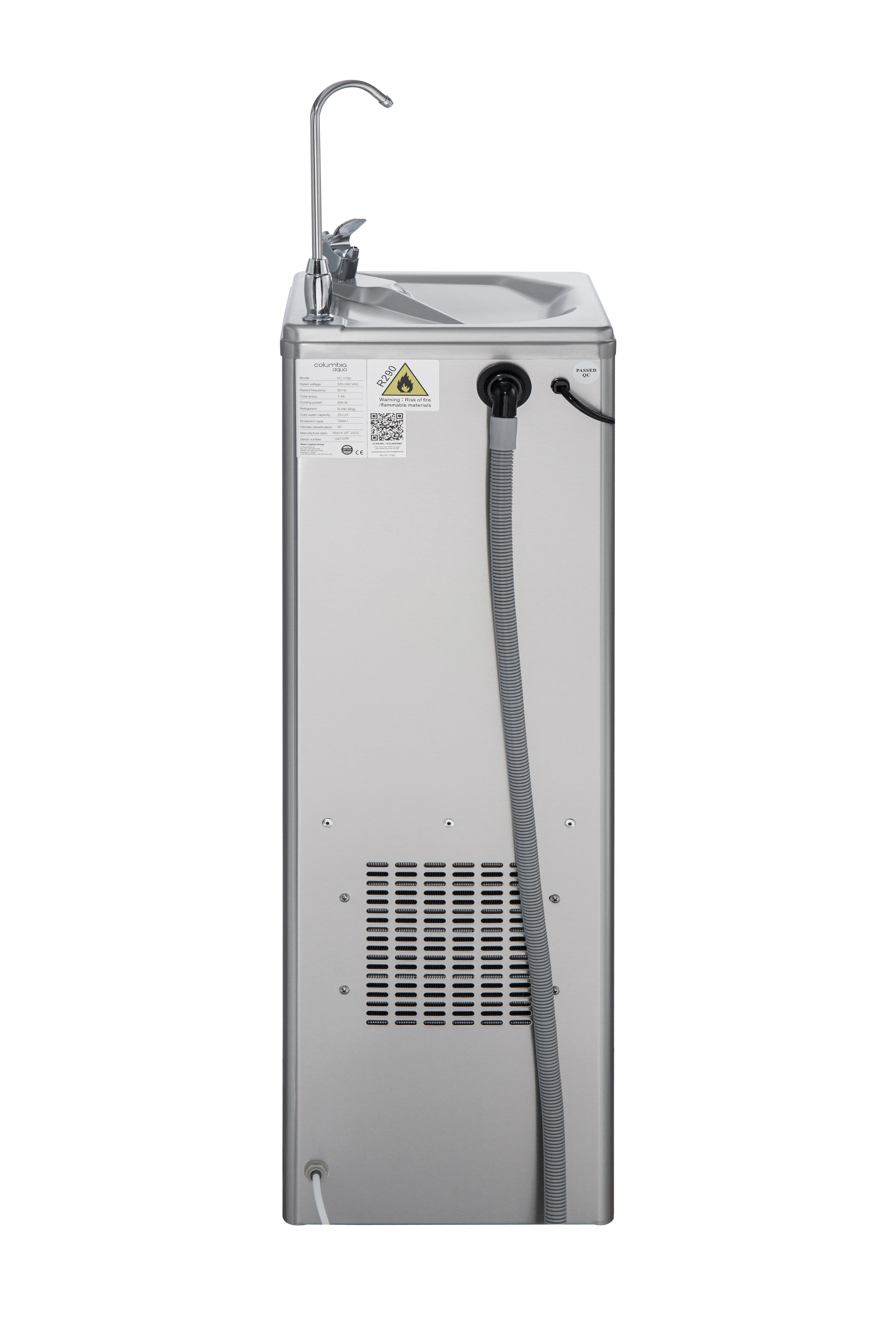 Stainless Steel Water Dispenser, Public Drinking Fountain, 10L Tank, Cold and Hot Water, Energy Efficient, Durable Design