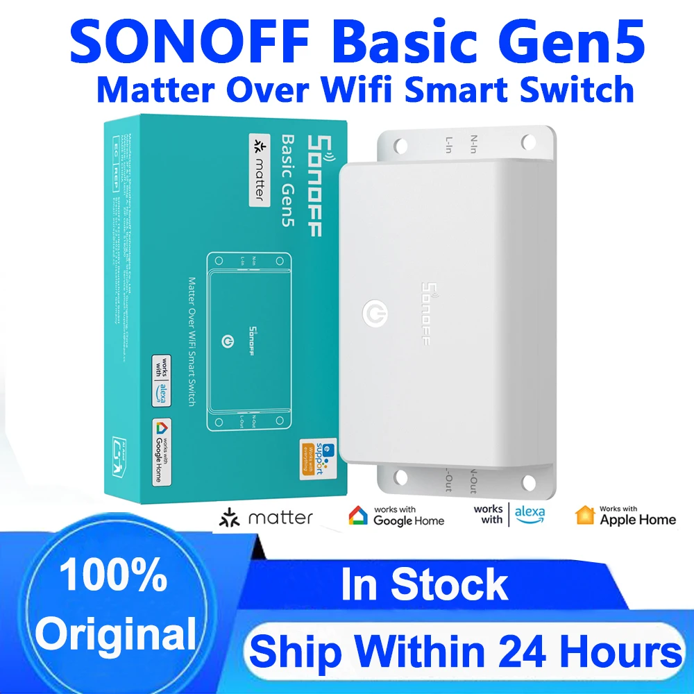 SONOFF Basic Gen5 Matter Over Wifi Smart Switch Smart Home Remote Control Timer Switch Via EWELINK APP Work with Alexa Google