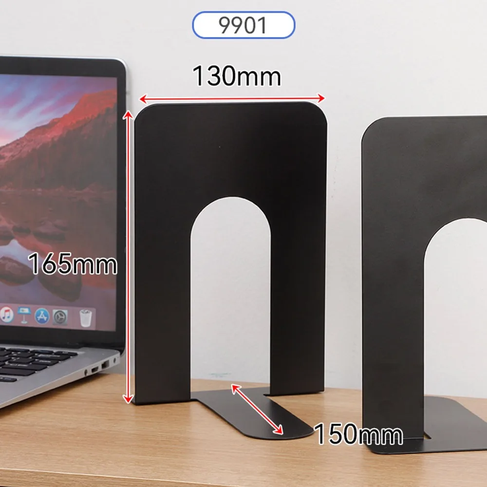 1/2PCS Durable Metal Bookends L-Shaped Non-slip Book Stopper