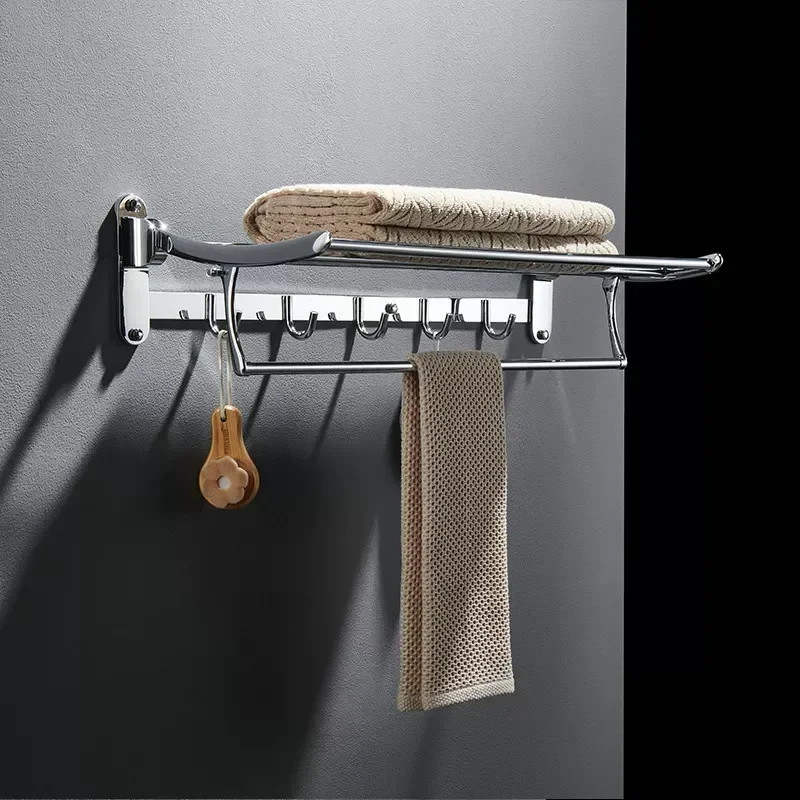 For Comfortable Pure German 304 Stainless Steel Bath Towel Rack Folding Towel Rack Toilet Rack Bathroom Hardware Hook