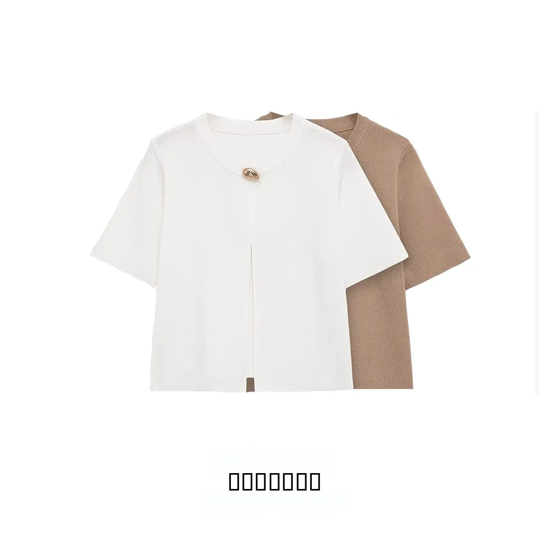 

KASLEAD New Faionable round Ne Knitted Jaet Women's Versatile Simple Sle Polyester Fiber ort Sve Open Cardigan