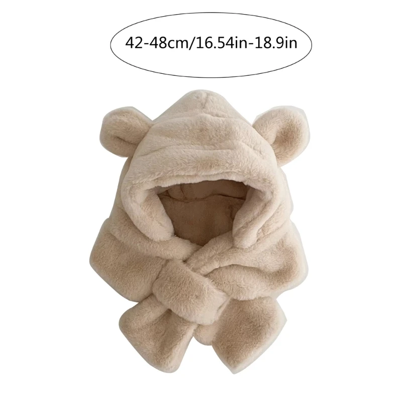 L5YF Winter Warmth Beanie Soft Plush Neckerchief Windproof Hat Scarf for Baby