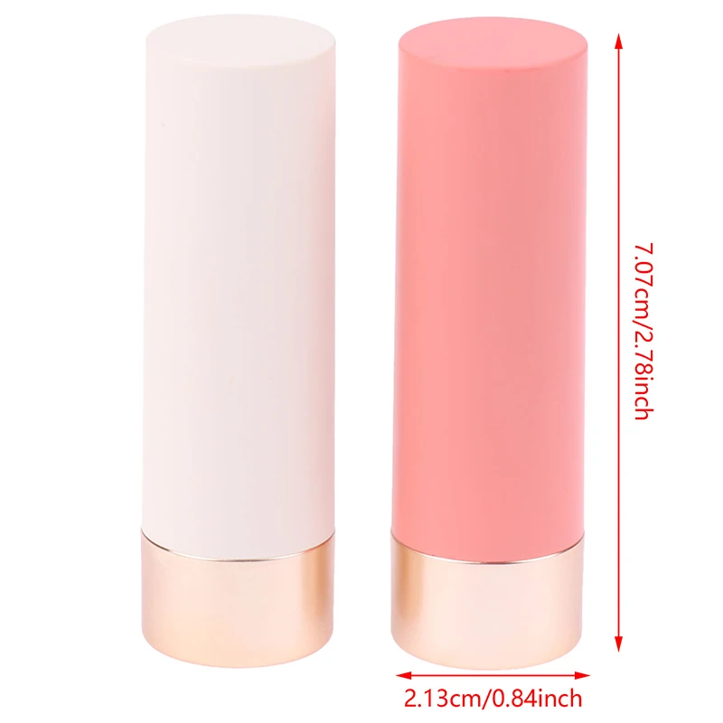 Lipstik kosong tabung Frosted, wadah kemasan kosmetik bundar 1 buah dapat diisi ulang botol Lip Gloss