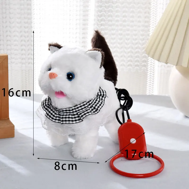 ของเล่นตุ๊กตาแมวไฟฟ้าสำหรับเด็ก แบบดึงเชือก วิ่งได้/มีเสียงเหมือนจริง ของเล่นแมวเหมือนจริงสำหรับเด็กเล็ก ฝึกเดิน