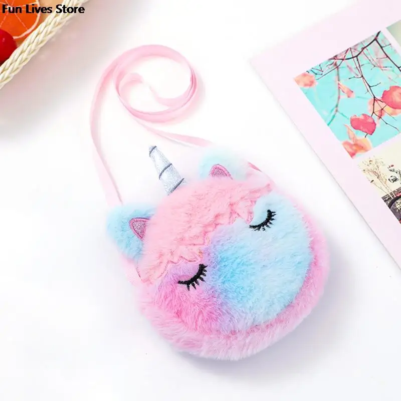 Bolso redondo de Invierno para mujer, bolsa de almacenamiento de peluches, Bolso de piel esponjosa, bolso de hombro de peluche con correa colorida, 2023